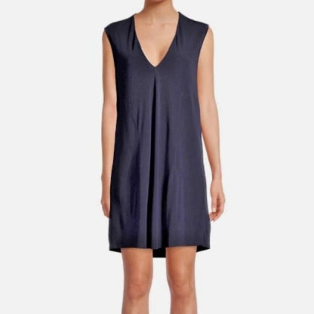 Helmut Lang Patrol Navy Blue Deep V-Neck Sleeveless Pullover Mini Dress Size M